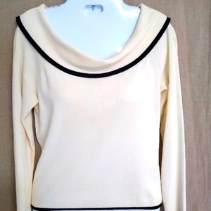 White House Black Market Draped Neckline Sweater, Size M